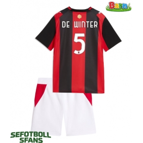 AC Milan Koni De Winter #5 Hemmaställ Barn 2026-27 Kortärmad (+ Korta byxor)